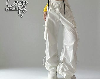 Hose mit weitem Bein - Y2K Gebrauchshose mit Taschen