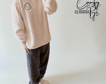 メンズ プラッシュパジャマセット – 質感のある冬用ラウンジウェア 心地よいホームウェア