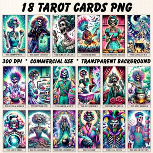 18 Cartas de Tarô Sarcásticas PNG, Arte de Cartas de Tarô de Bruxa, Design de Sublimação de Esqueleto, Sublimação de Cartas de Tarô, Cartas de Tarô Engraçadas, Uso Comercial