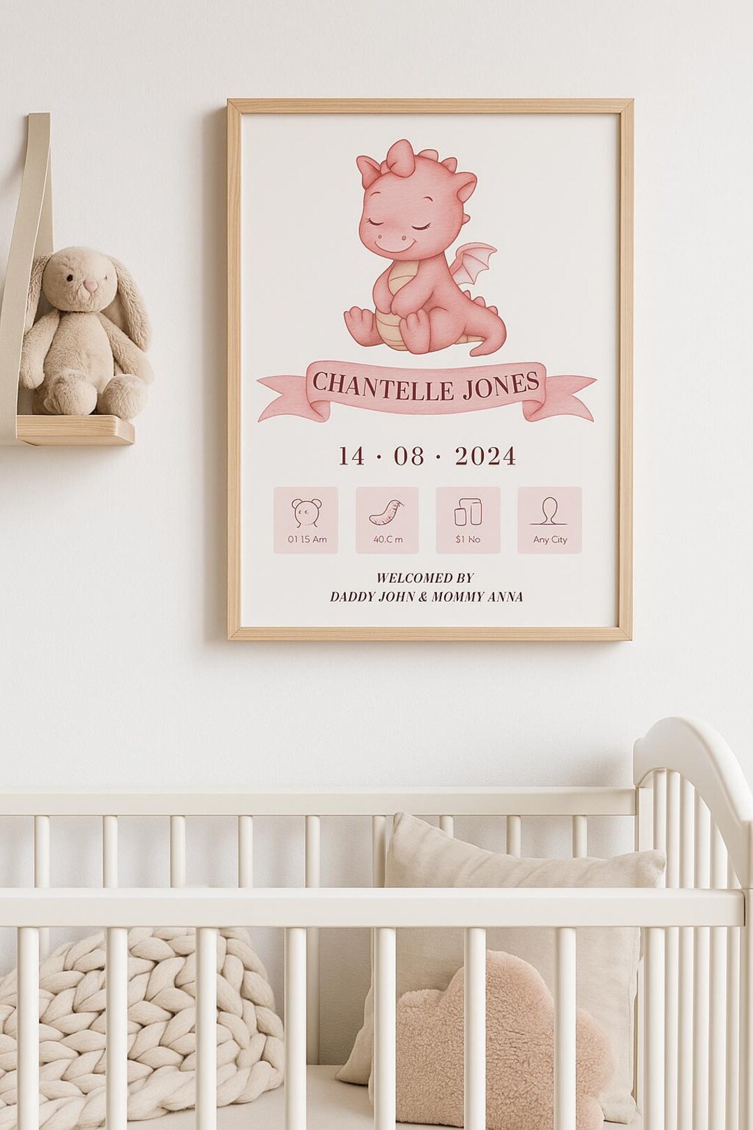 Editable Baby Birth Poster | Baby Girl & Boy Nursery Wall Art | Canva ...