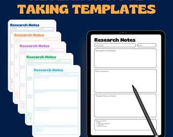 Research Note Taking Template - PDF, Printable Template, Reference Tracker, University Student Planner