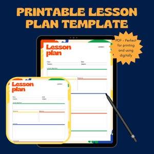 Printable Lesson Planning Template - PDF, Printable Template, Teachers, Students, Lesson Planning