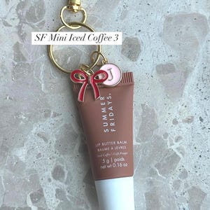 Summer Fridays Lip Butter Balm (ICED COFFEE) Mini lip balm keychain with charms | lip balm keyring | lip gloss keychain | bag charm