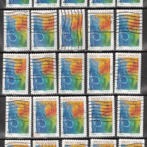 25 AMAZON WOMAN Gebrauchte und abgebrochene US-Semi-Post-Briefmarken für das Handwerk * Herausgegeben für Brustkrebs-Mittel