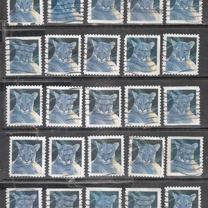 25 FLORIDA PANTHER gebrauchte und gestempelte 26c US 2007 Briefmarken (blauer Pantherkopf vor einem dunkleren blauen Hintergrund) * Für Handwerksgebrauch