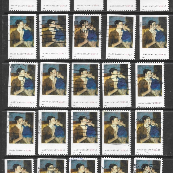 25 YOUNG MOTHER by Artist Mary Cassatt Used & Cancelled U.S. Postage Stamps For Craft Use