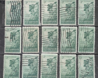 25 GREAT STONE FACE Used United States Stamps for Crafts "New Hampshire Old Man of the Mountain."