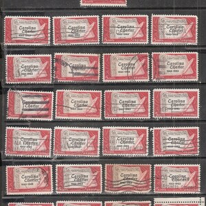 25 francobolli d'epoca USA usati e annullati CAROLINA CHARTER Mostra la prima pagina della carta *Per uso artigianale