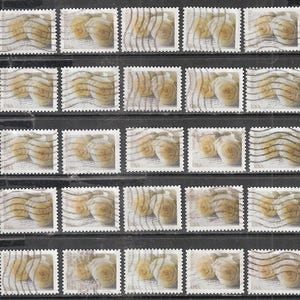 25 gebrauchte HOCHZEITS-ROSEN-Briefmarken gebrauchte und abgebrochene US-Briefmarken (2 weiße Rosen auf einer Einladung) * Nur für Bastelzwecke