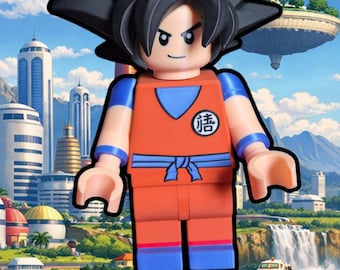 Op grote stenen Dragon Ball geïnspireerd scharnierend beeldje