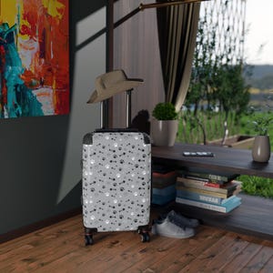 Stijlvolle koffer met pootprint van huisdier, reisbagage, handbagage voor dierenliefhebbers, unieke bagage voor huisdiereigenaren, cadeaus voor reizigers