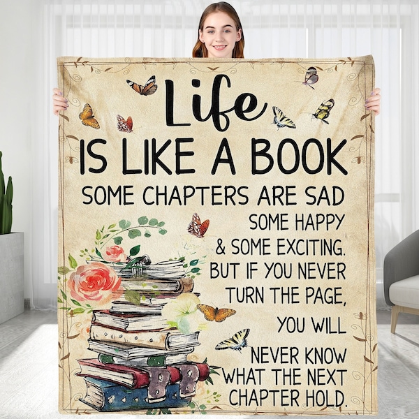 Life Is Like A Book Reading Blanket for Book Lovers,Personalized Throws Blanket,Book Reading Librarian Gifts,Birthday Gift for Sister Bestie