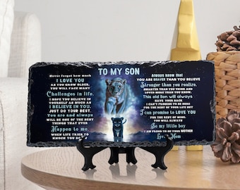 To My Son-Personalized Lion Ceramic Plaque, Custom Son's Name Plaque, Birthday Anniversary Christmas Motivate Gift For Him From Mom