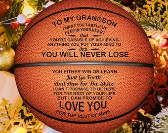 Personalized Letter Basketball For Grandson, Basketball Indoor/Outdoor Game Ball, Birthday Christmas Gift For Grandson From Grandparent