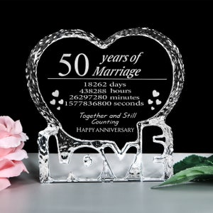 Reloj de 50 aniversario de boda, las mejores ideas de regalos para parejas,  padres, esposa, esposo, dorado, 50 años de matrimonio para él y ella