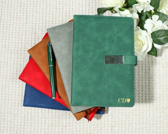 Custom Leather Journal Set,Personalized Leather Notebook ,thermoprint A5 Vegan Leather Notebook,Initial Notebook Present，Father's Day Gifts.