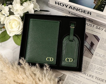 Personalisierter Passhalter & Gepäckanhänger, benutzerdefinierte Passbrieftasche, Hochzeitsgeschenk, benutzerdefiniertes Reisegeschenkset, Reisegeschenk für sie, Reisezubehör