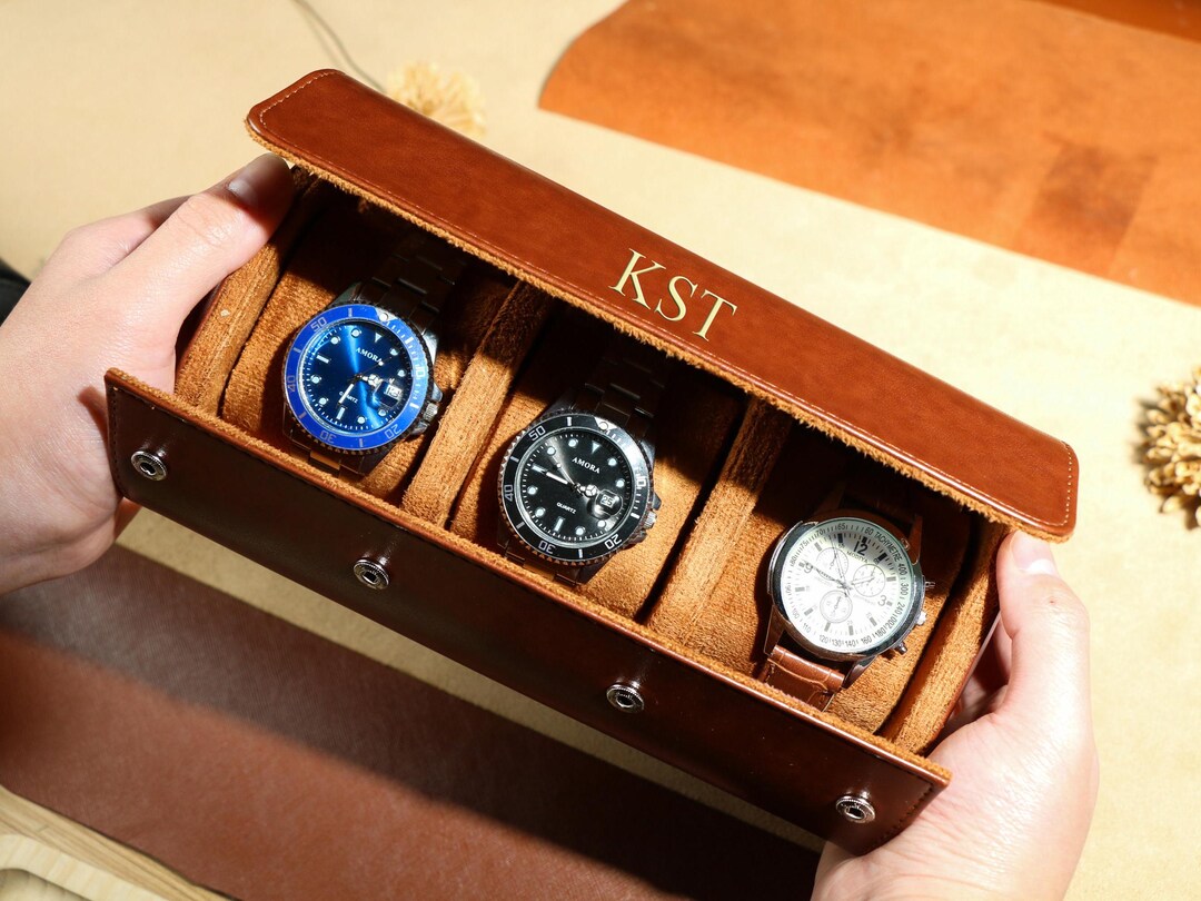 Personalized Leather Watch Box, Custom Leather Watch Box, Watch Roll ...