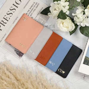 Personalised Passport Holder , Personalised Passport Cover, Initials Vegan Leather Passport Cover, Travel Set, Bridesmaid Gift, Gift for Her