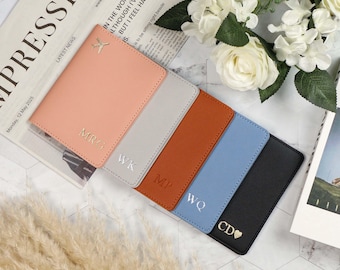 Personalised Passport Holder , Personalised Passport Cover, Initials Vegan Leather Passport Cover, Travel Set, Bridesmaid Gift, Gift for Her