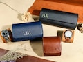 Watch Roll for 3 Watch,Personalized Leather Watch Box,Wedding groomsmen gift,Men Watch Travel Case,Gift for him,Engraved Travel Watch Holder product logo