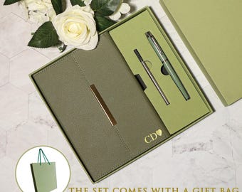 Custom Notebook And Pen Set, Personalized Diary With Gift Box, Leather Notebook Set, Engraved Diary, New Job Gifts, Graduation Season Gifts.