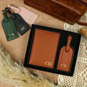 Personalized Luggage Tag Passport Holder, Custom Luggage Tag Set, Travel Gift,Bridesmaids and groomsmen gifts,Travel Gifts for Men and Women