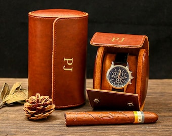 Scatola porta orologi in pelle personalizzata, scatola porta orologi in pelle vegana, porta orologi per 3 orologi, regali per sposi, custodia da viaggio per orologi, regali per lui