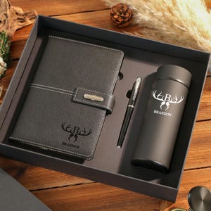 Personalized A5 Vegan Notebook Set With Cup & Pen,Custom Leather Journal Graduation Gifts,End Of Year Thank You Gift,New Job Present for her