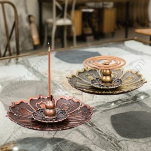 Incense Holder Lotus design, Meditation Incense Holder, Metal Incense Holder, Ornaments, Handmade Gift, Handmade Incense Holder