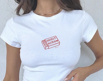 Perfect match tee y2k baby tee Shirts for girl trendy crop tops 90s style y2k baby tee woman aesthetics shirt funny meme baby tee shirt