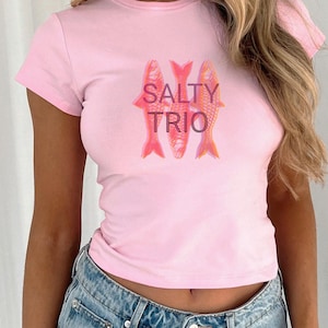Sardine love y2k baby tee Shirts for girl trendy crop tops 90s style y2k baby tee woman aesthetics shirt funny meme shirt baby tee feminist