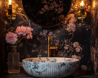 Marble Sink Vanity with Marble Elegance – Rustic Vessel and Unique Sinks, Creating a Luxurious and Classic Bathroom Look
