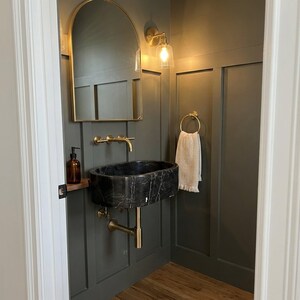 Pietre Notte Hand Carved Wall Mounted Marble Sink, Luxury Bathroom Statement Piece