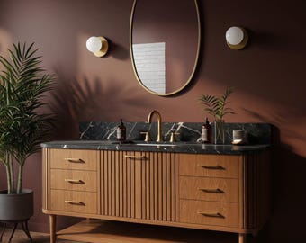 Marble Sink Vanity in Picasso Marble – Stone Sink Basin, Natural Stone Bathroom Sink, Vanity Top Sink for Luxury Interior Design M5F17