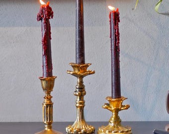 Vintage Resin Candle Holder,Antique Gold Taper Candlestick ,Classic Table Decor,Farmhouse Home Accent ,Wedding Centerpiece Gift