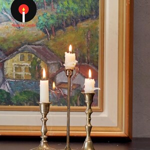 Vintage Brass Candlestick Holder Set, Curated Brass Candle Holders, Antique Style Taper Candle Stands, Old World Home Decor image 2