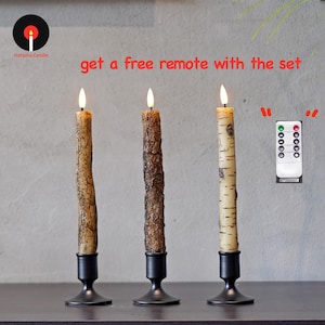 Rustic Birch & Bark Flameless Candles – Realistic LED Taper Candles Woodland Home Decor, Cozy Cabin Fireplace Lights image 13
