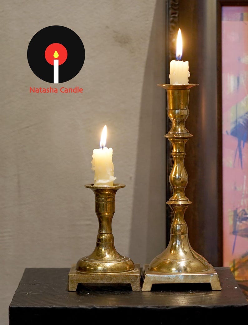 Vintage Brass Candlestick Holder Set, Curated Brass Candle Holders, Antique Style Taper Candle Stands, Old World Home Decor image 18