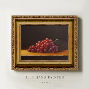 Original Grapes Oil Painting, Hand-Painted Still Life, Grape Canvas Art, Oil Painting, Framed Home Decor Wall Art, Fruit Lover Gift