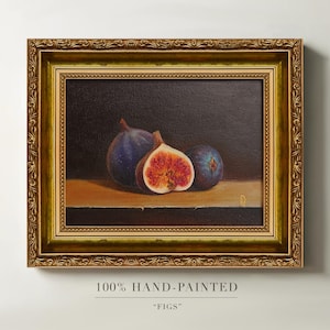 100% Original Figs Hand-Painted Oil Painting, Original Figs Painting, Oil Painting on Canvas, Oil Still Life, Home Decor, Framed Wall Art