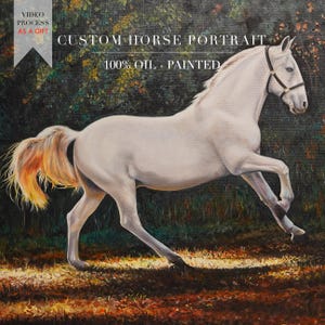 Portrait de cheval personnalisé, peinture à l&#39;huile de cheval à partir d&#39;une photo, huile de cheval peinte à la main sur toile, cadeau pour amateur de chevaux, art cheval personnalisé original