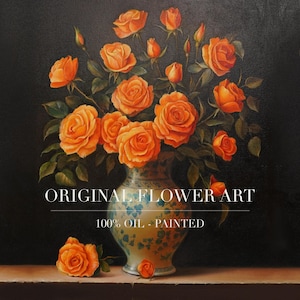 Original Roses Hand-Painted Oil Painting, Original Flower Painting, Oil Painting on Canvas, Oil Flower, Oil Painting Gift, Framed Wall Art