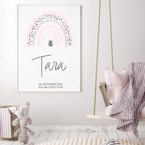 Geburtsposter | Geburtsdaten personalisiert | Kinderzimmer | Regenbogen | Mädchen | Junge