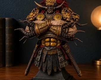 Hand-Painted General Radahn Bust | Starscourge Demigod Dark Fantasy Resin Art