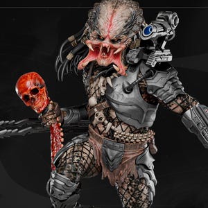 Predator Ultimate Hunter-staty | Handmålad djungelstalker-helkroppskonst