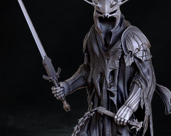 Estatua del Rey Brujo de Angmar / Figura artística Nazgul del Señor de los Reyes pintada a mano