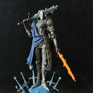 Rellana Twin Moon Knight Figure – Fantasy Armor Collectible, Dual Sword Statue, Hand-Painted Game Inspired Decor