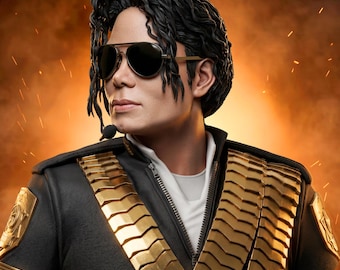 Hand-Painted Michael Jackson Bust | Masterpiece Music Legend Bust with Aviator Sunglasses