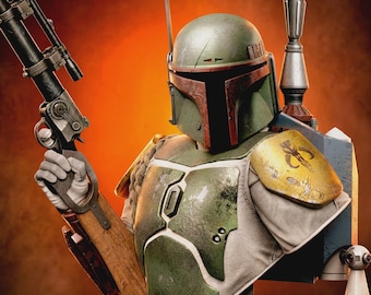 Detailed Interstellar Mercenary Figurine | Professional Grade Battle Damaged Bust Display